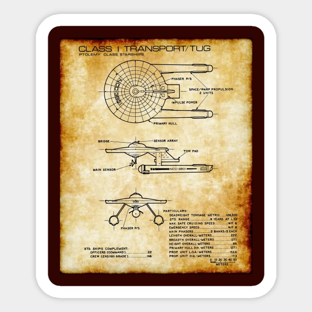 Parchment Showing Original Series Cargo Star Ship Sticker by Starbase79